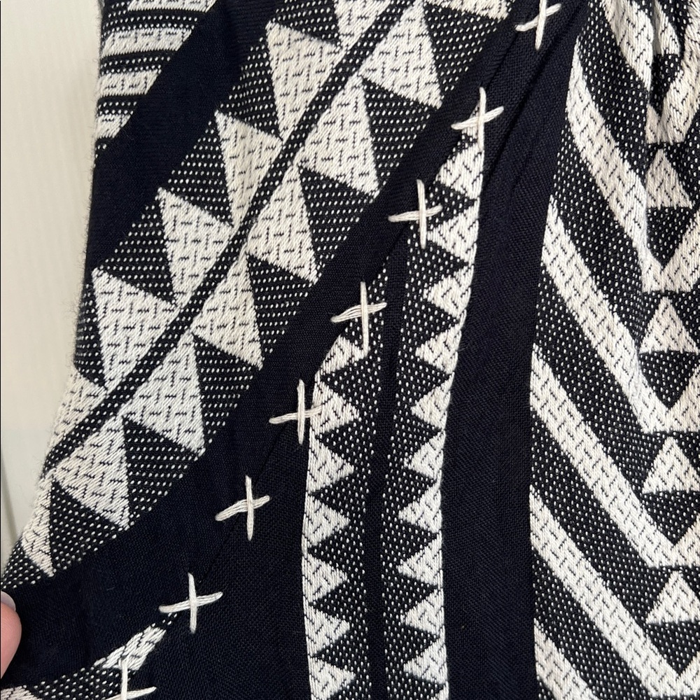 Maeve Anthropologie Black & White Aztec Print Dominique Popover Dress Pockets XS - Picture 9 of 12